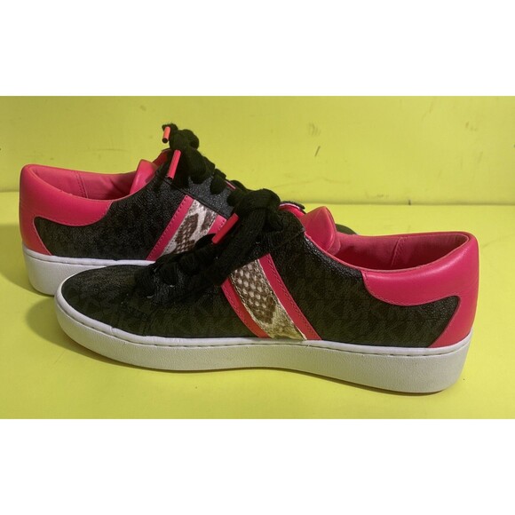 MICHAEL Michael Kors KEATON Mini MK Logo Side-Striped Sneakers Shoes 6M - Picture 3 of 5